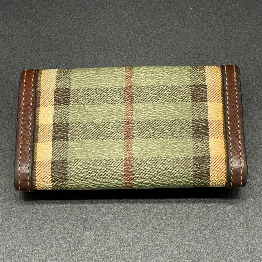 Rare Burberry Vintage Green Novacheck with Horse Pattern Key Holder